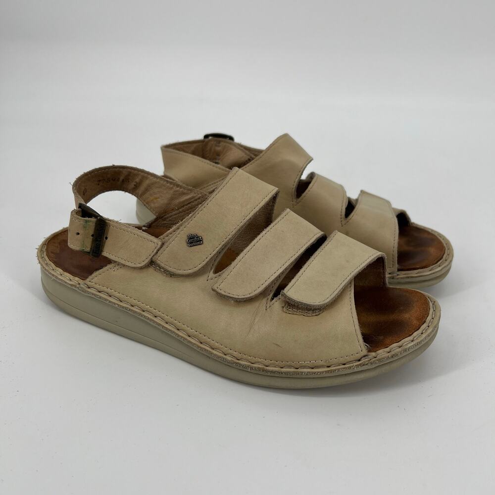 Finn Comfort Sylt Sandal EU 40 US 9 Rock Tan Leather Strappy Fisherman Germany - Picture 1 of 11